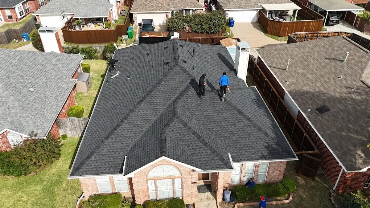 Slate & Tile Roof Repair work in progress on a Navasota property